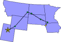 Route from Iowa to Utah