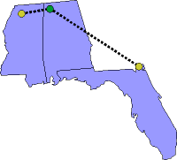 Route from Mississippi to Florida