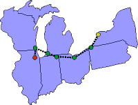 Route from New York to Illinois