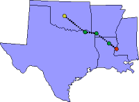 Route from Oklahoma to Mississippi