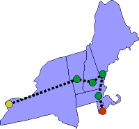 Route from Rhode Island to New York